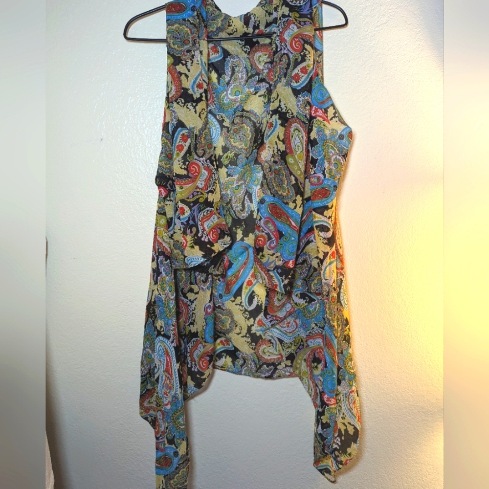 Paisley Sleeveless Scarf Long Vest